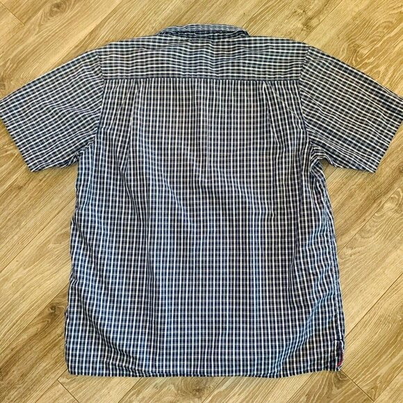 The North Face Mens Shirt Short Sleeve Plaid Blue Cotton Blend Size Large - Picture 11 of 12